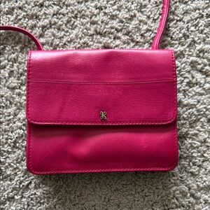 HOBO Hot Pink Crossbody with Gold Emblem